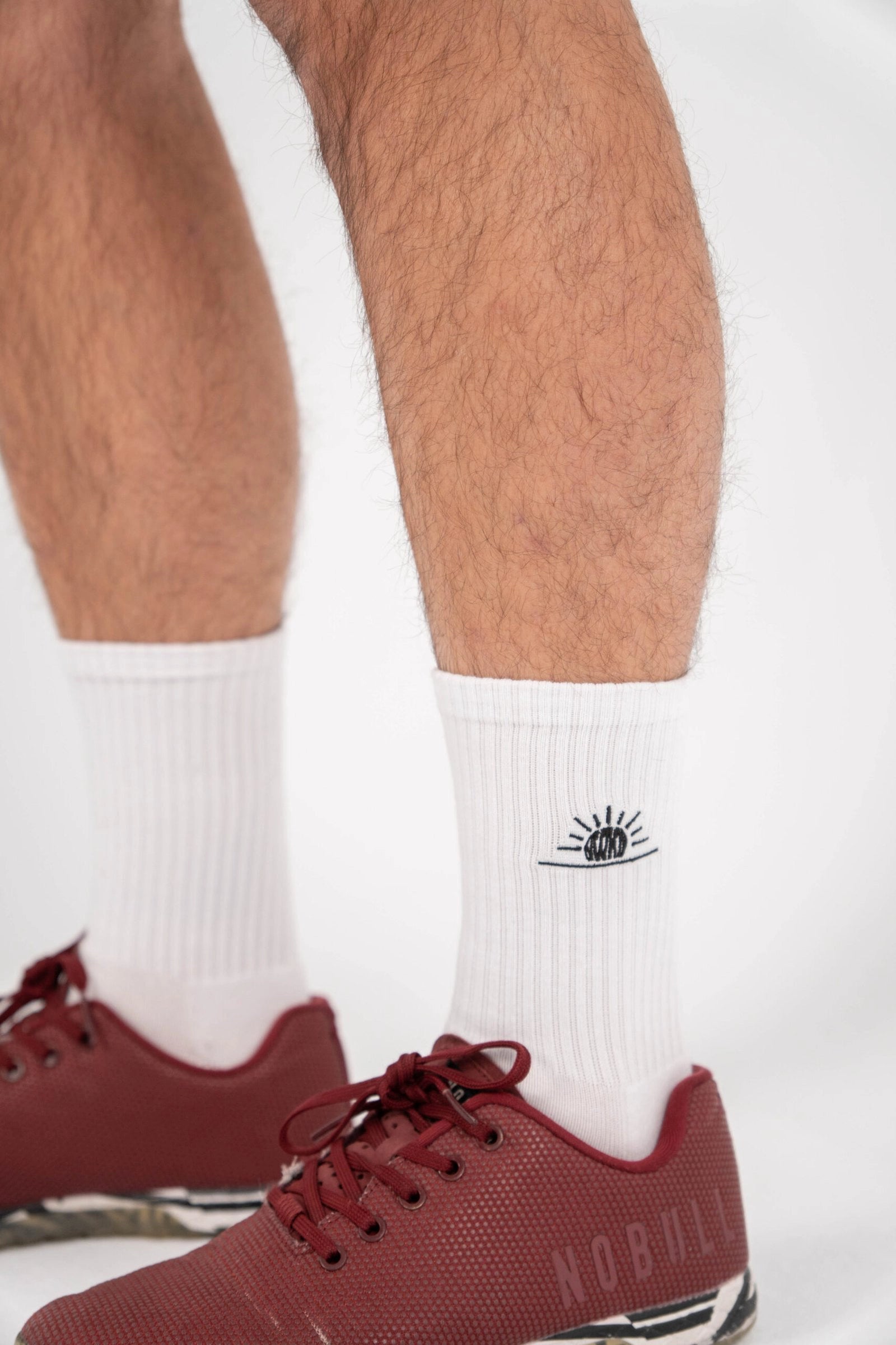 Calcetines tela perfil detalle logo color blanco