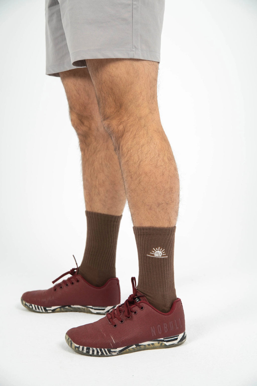 Calcetines tela perfil logo color café