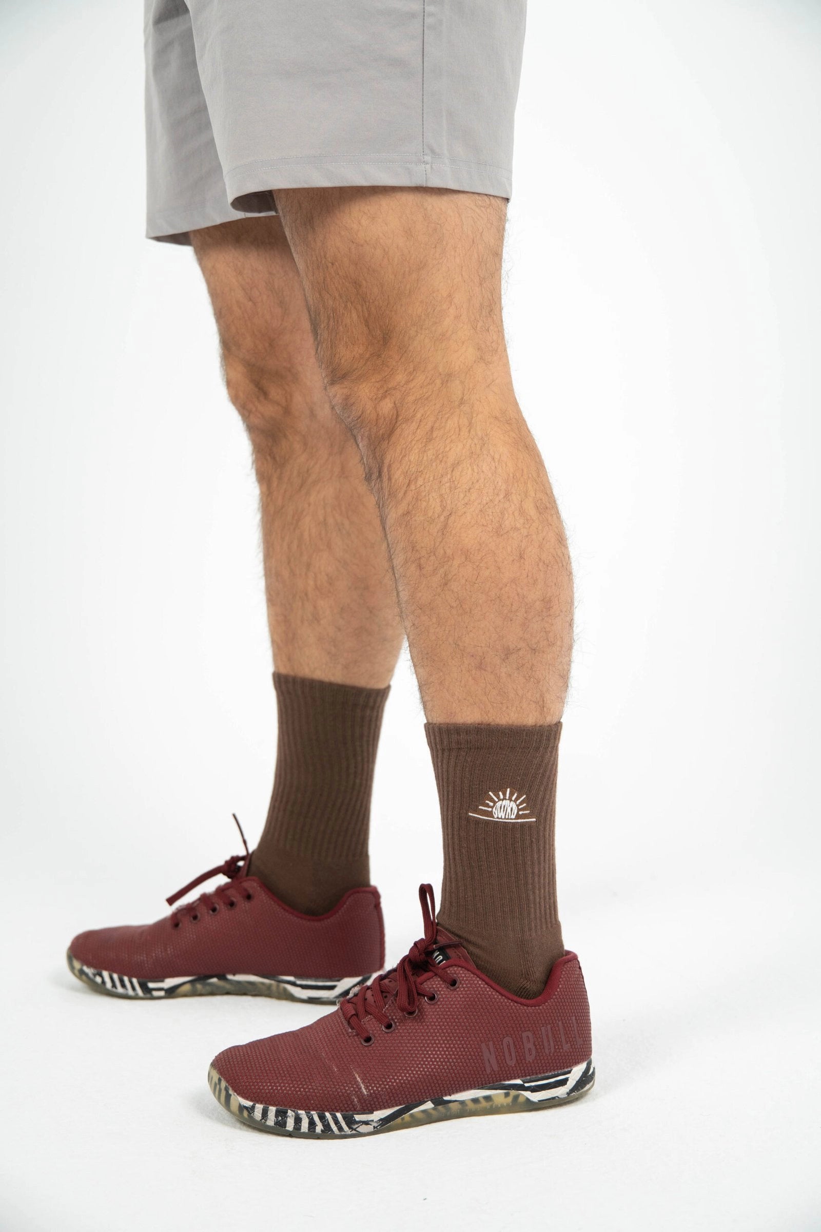 Calcetines tela perfil logo color café