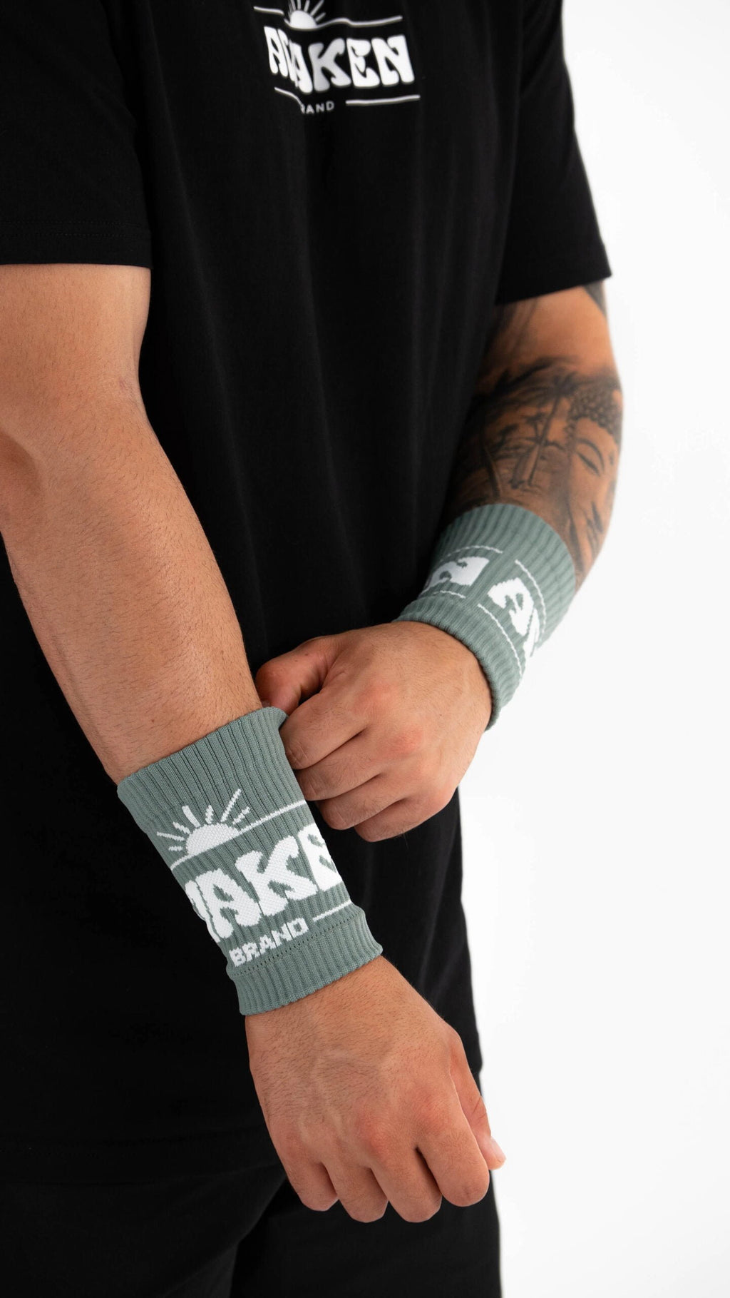 Muñequeras tela perfil logo color verde 