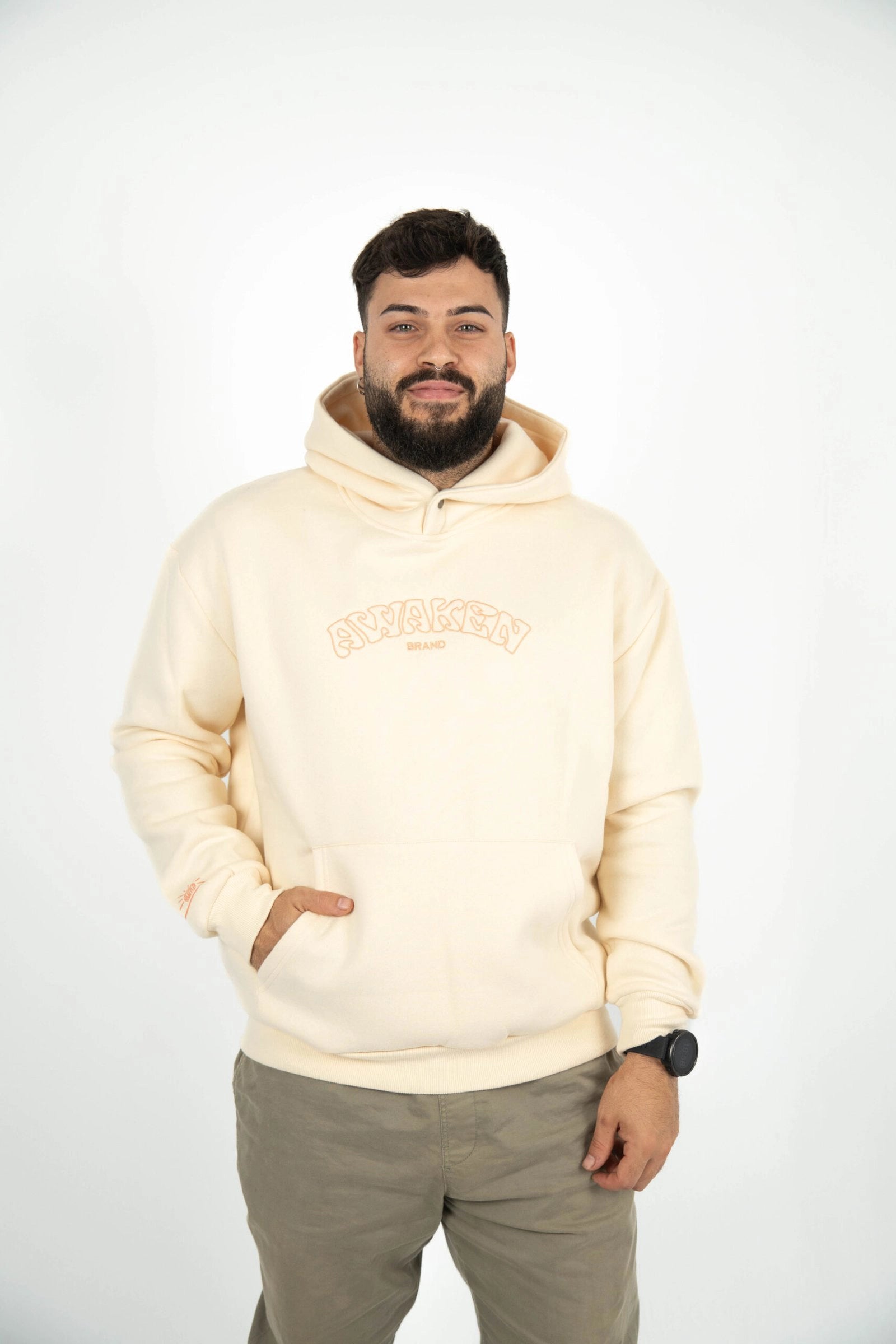 Sudadera unisex frontal color crema