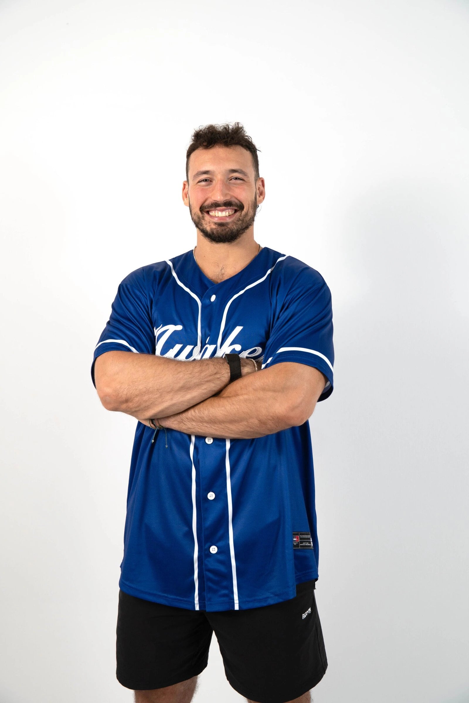 Camiseta beisbol unisex frontal logo color azul marino 2