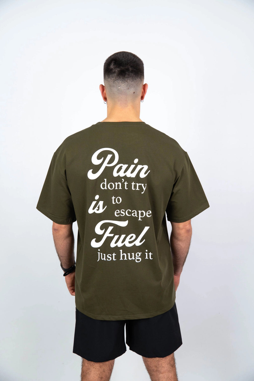 Camiseta de manga corta hombre oversize trasera color verde militar