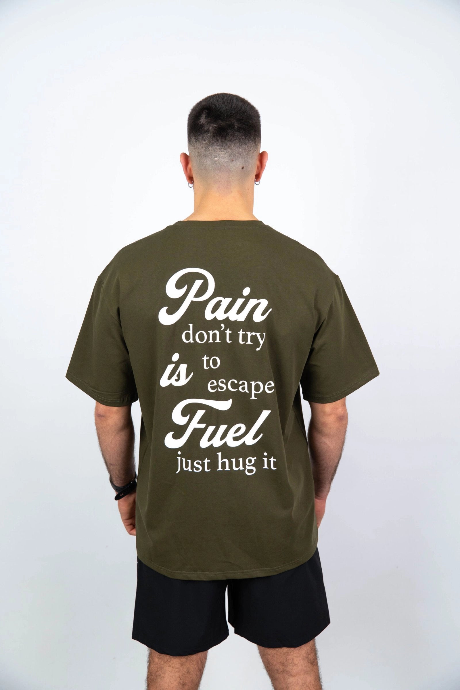 Camiseta de manga corta hombre oversize trasera color verde militar