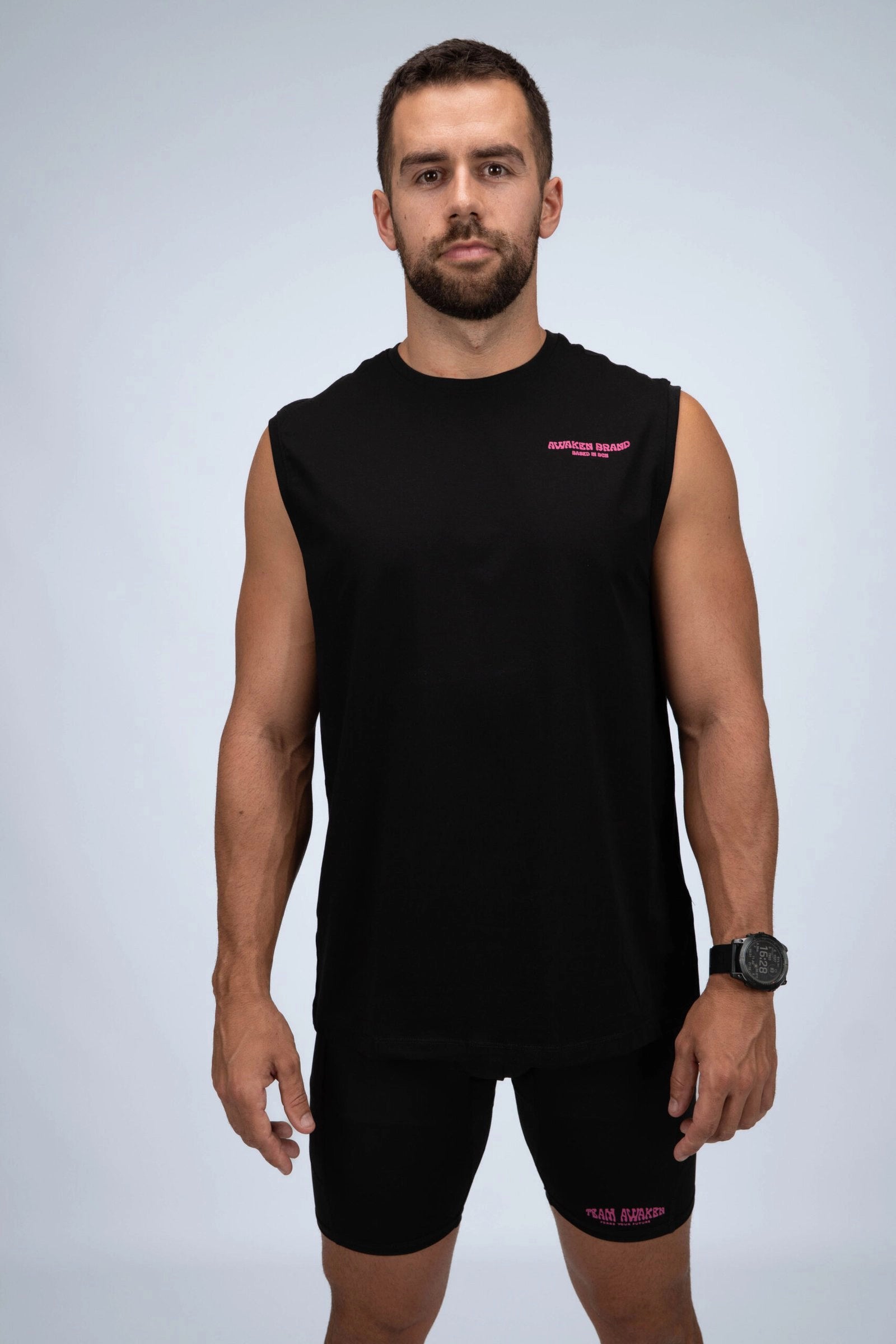 Camiseta de tirantes oversize con logo parte delantera color negro 