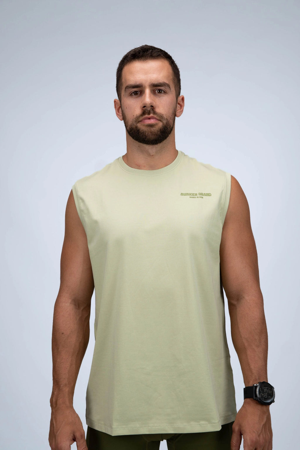 Camiseta de tirantes oversize con logo parte delantera color verde menta