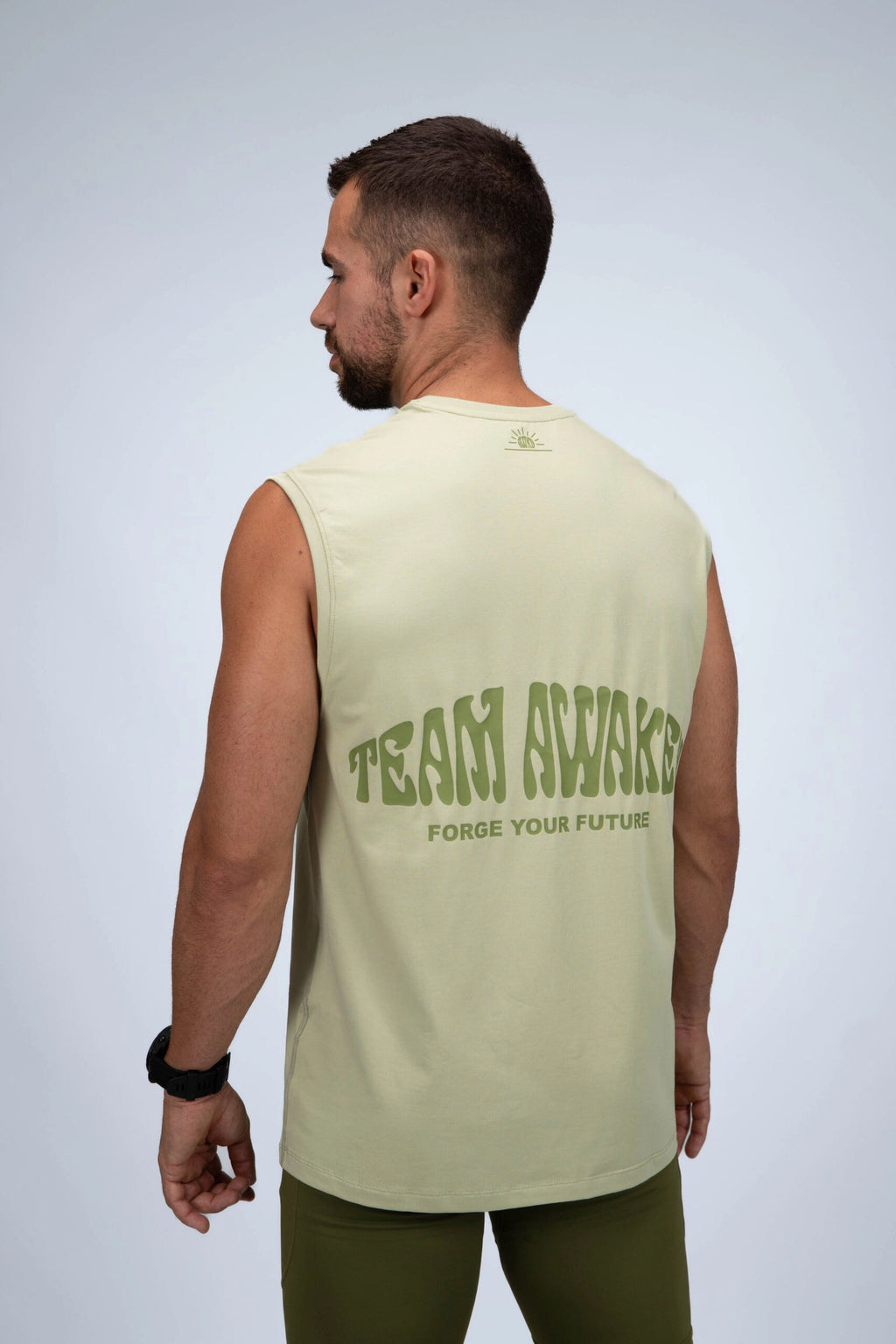 Camiseta de tirantes oversize con logo parte trasera color verde menta
