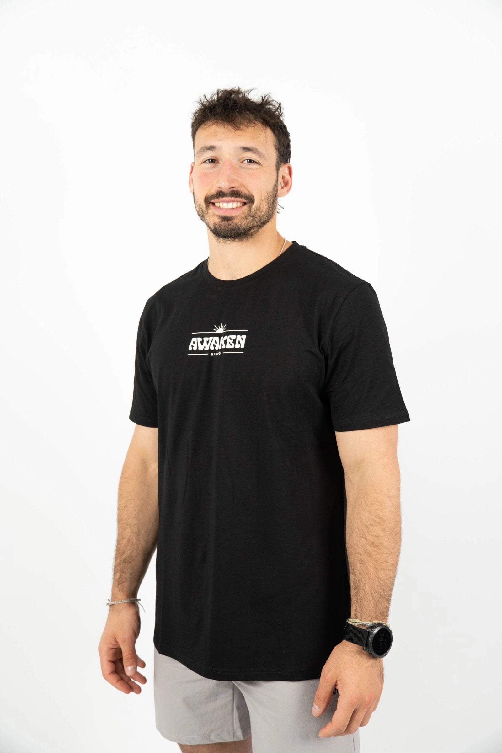 Camiseta manga corta hombre con logo parte frontal color negro 2