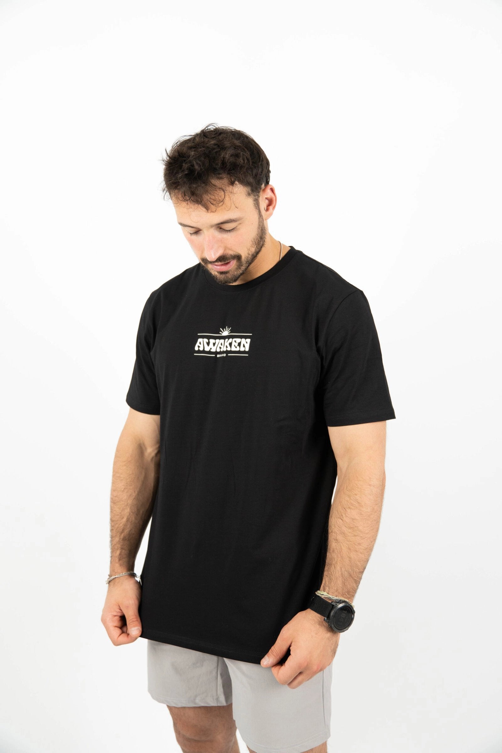 Camiseta manga corta hombre con logo parte frontal color negro 3