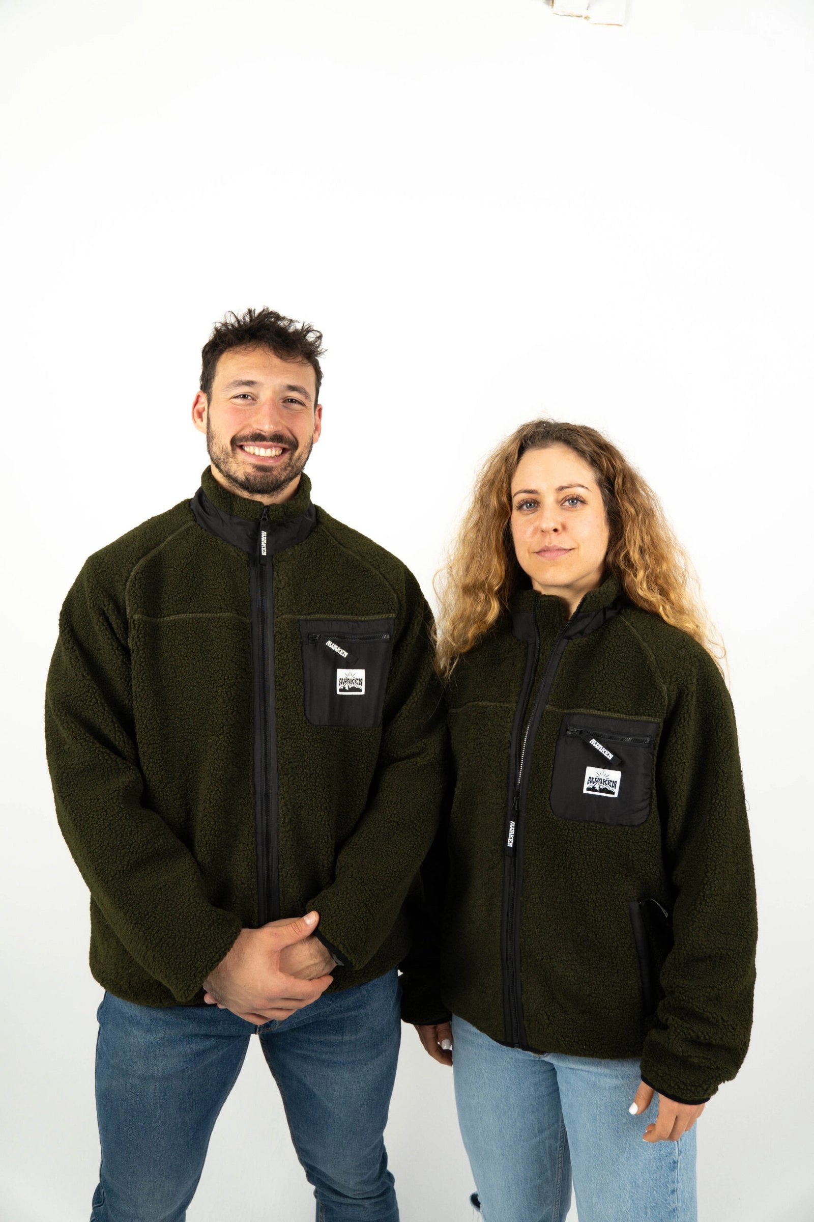 Chaqueta borrego unisex frontal color verde bosque
