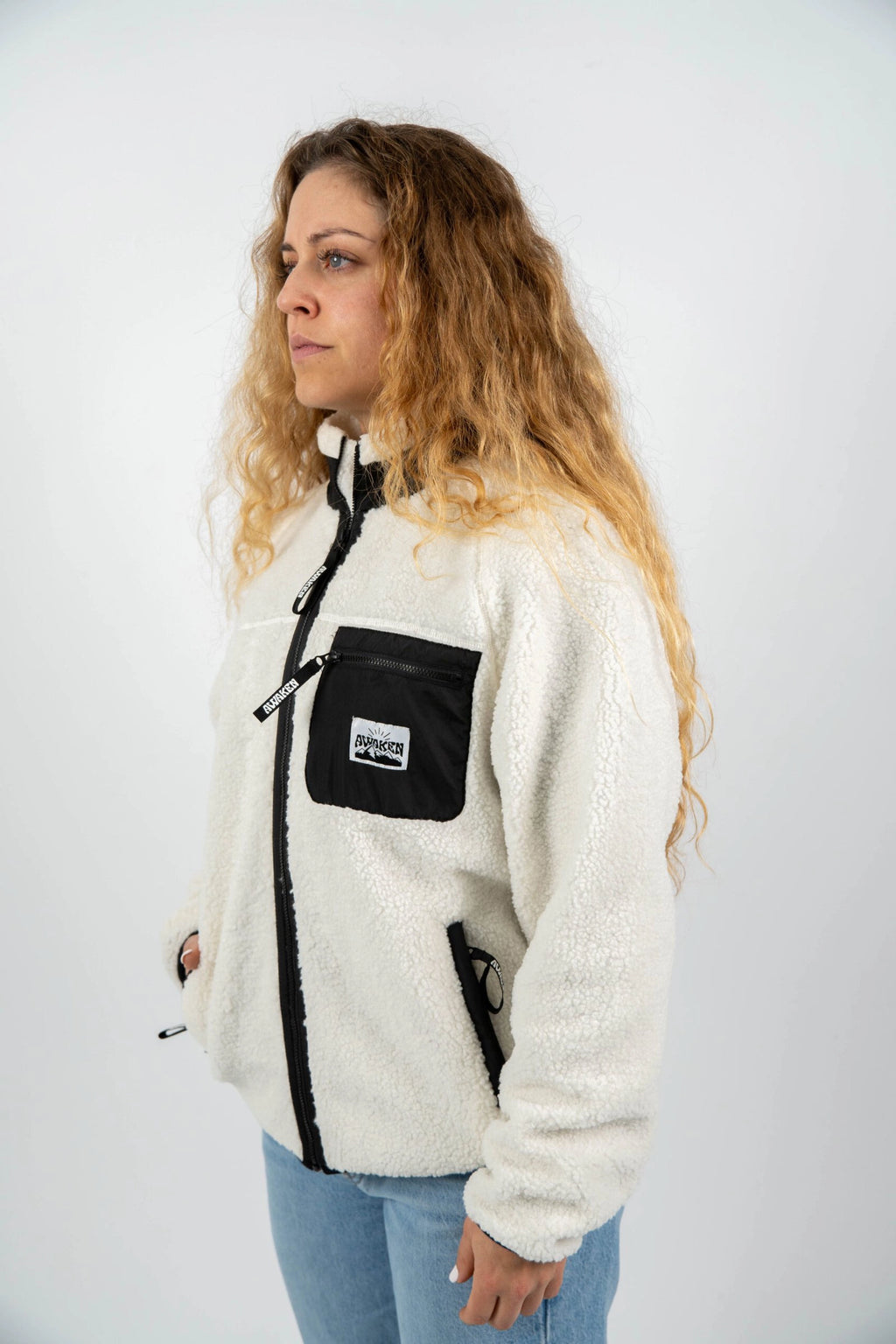 Chaqueta borrego unisex perfil color blanco nieve