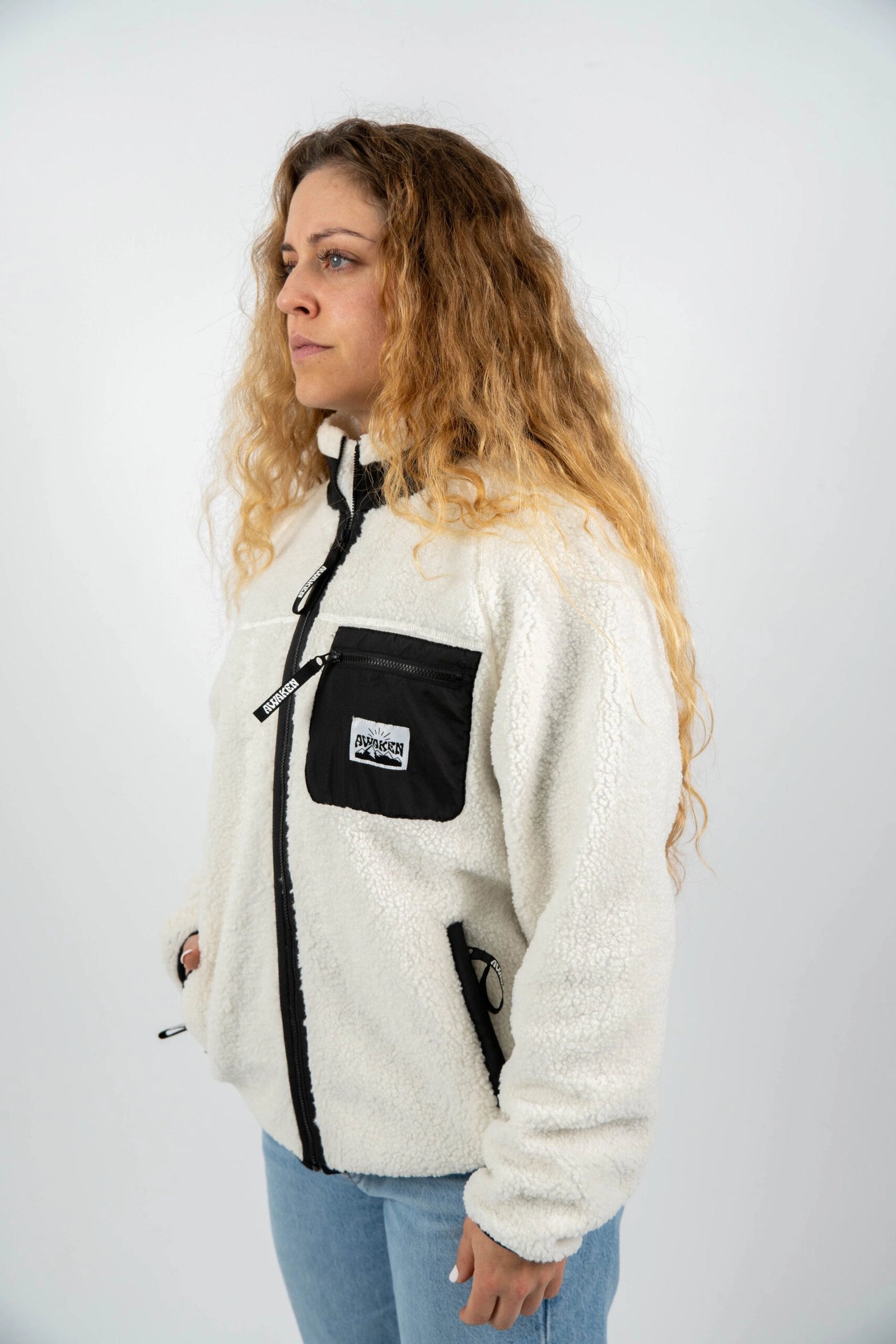 Chaqueta borrego unisex perfil color blanco nieve