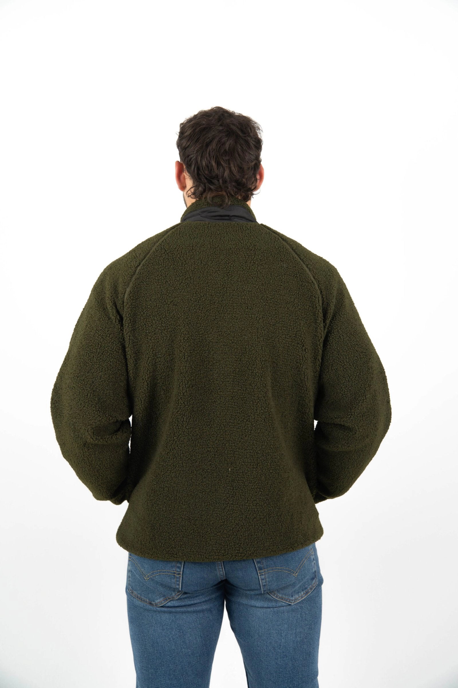 Chaqueta borrego unisex trasera color verde bosque