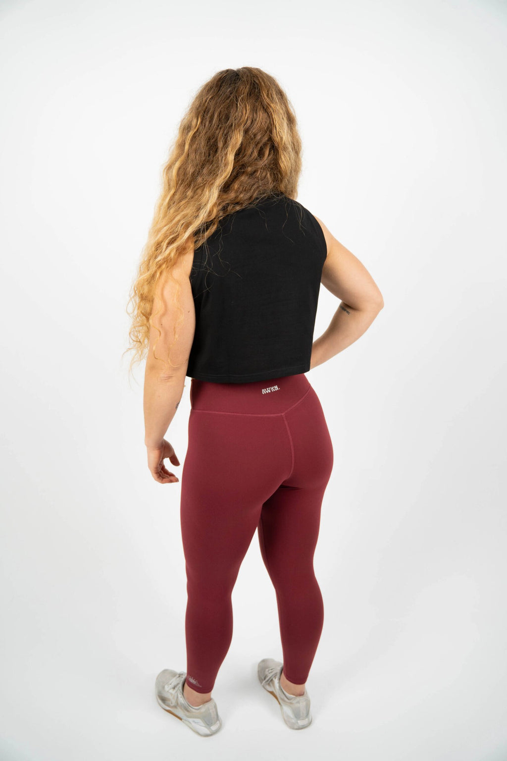  Mallas largas mujer trasera color rojo velvet